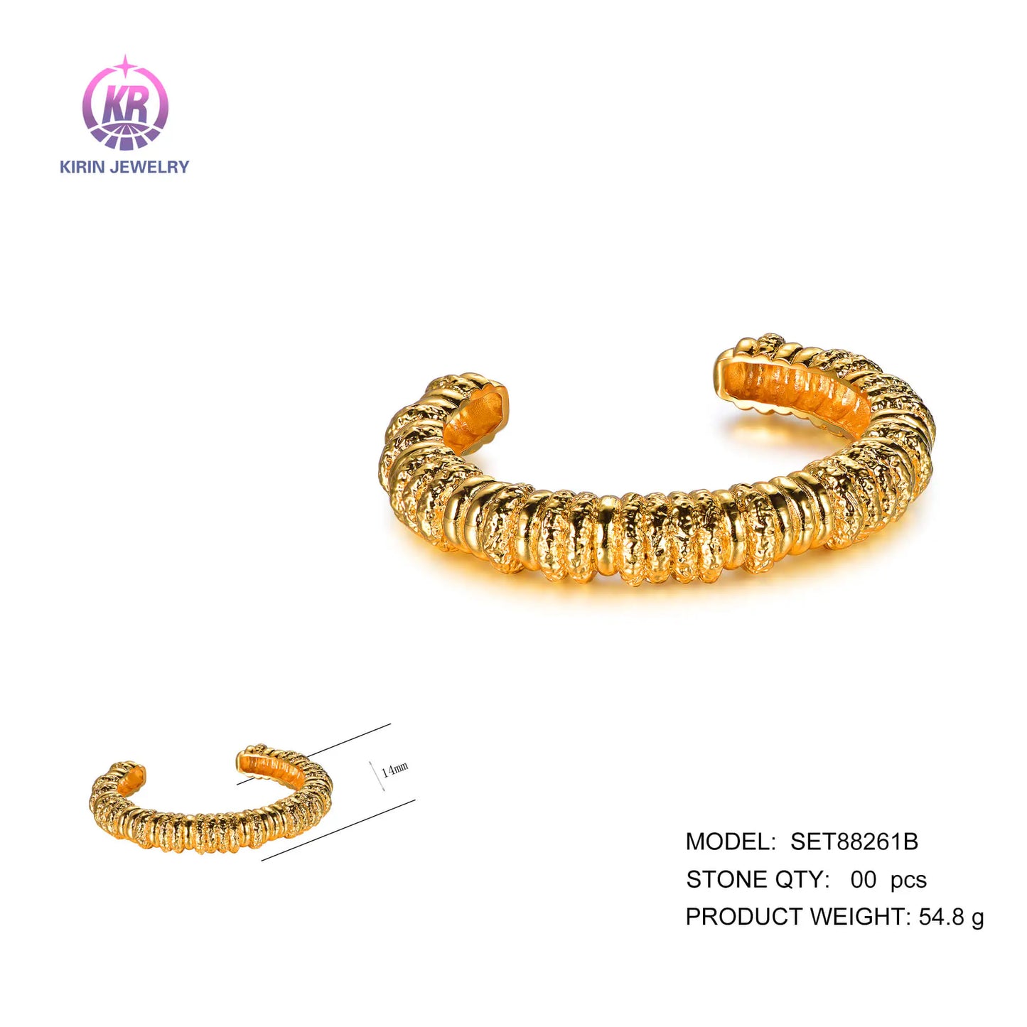 Wholesale 925 Silver Gold Plated Minimalist Thick Open Torque Bangle​ for Women