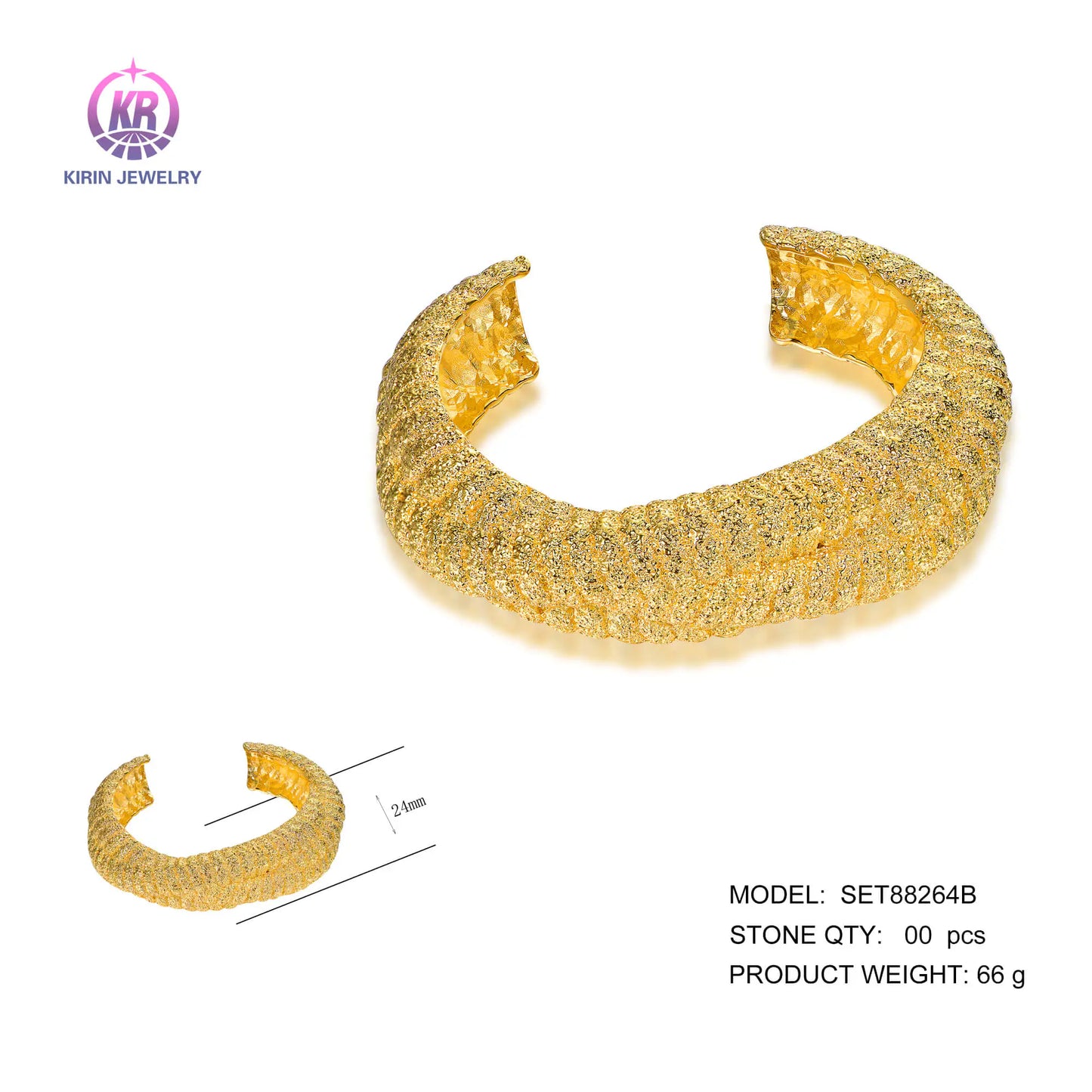 Wholesale 925 Silver Gold Plated Open Torque Thick Bangle Bracelets for Women