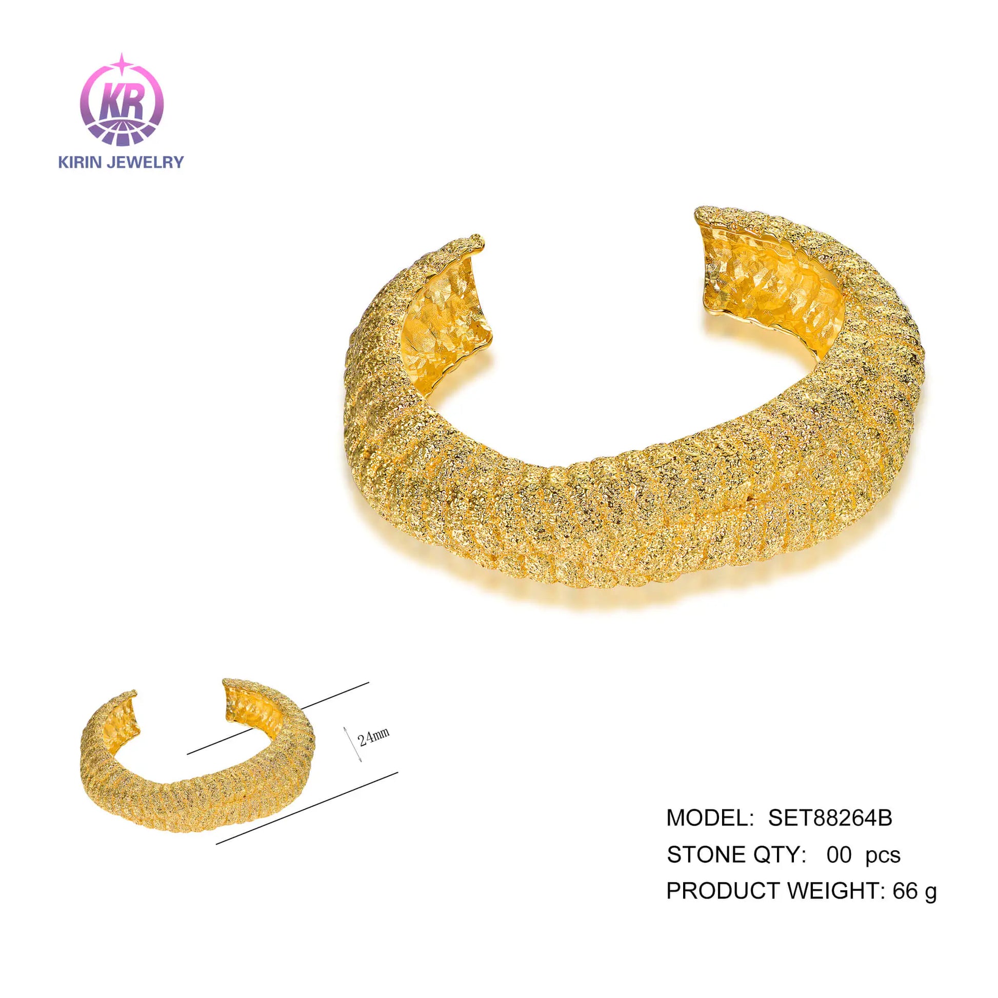 Wholesale 925 Silver Gold Plated Open Torque Thick Bangle Bracelets for Women