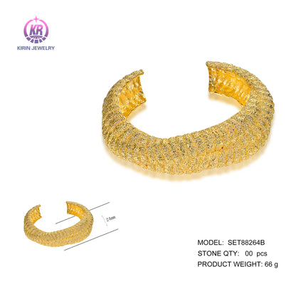 Wholesale 925 Silver Gold Plated Open Torque Thick Bangle Bracelets for Women