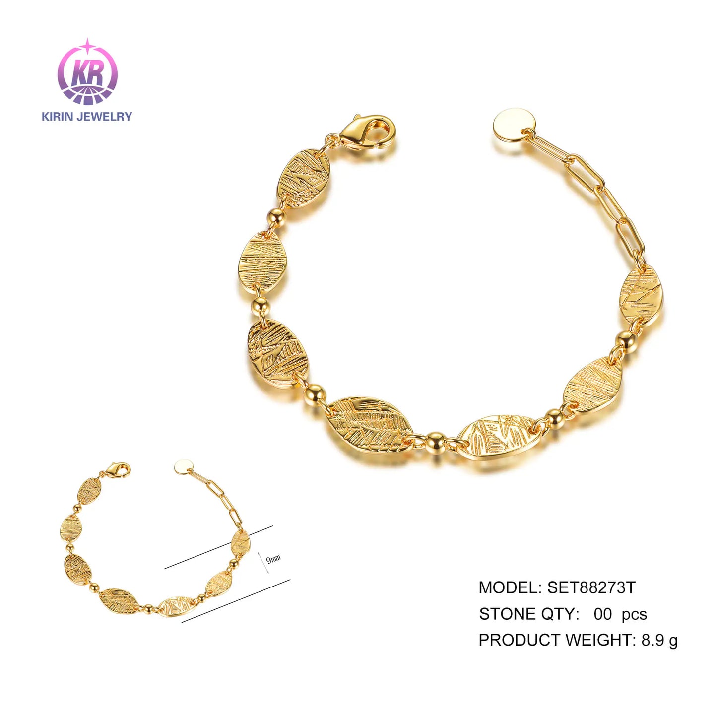 Wholesale 925 Silver Gold Plated Statement Oval Link Chain Bracelet for Women