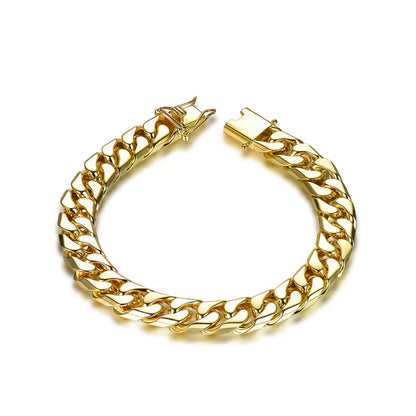 Wholesale 925 Silver Gold Plated Thick Link Chain Cuban Curb Bracelet