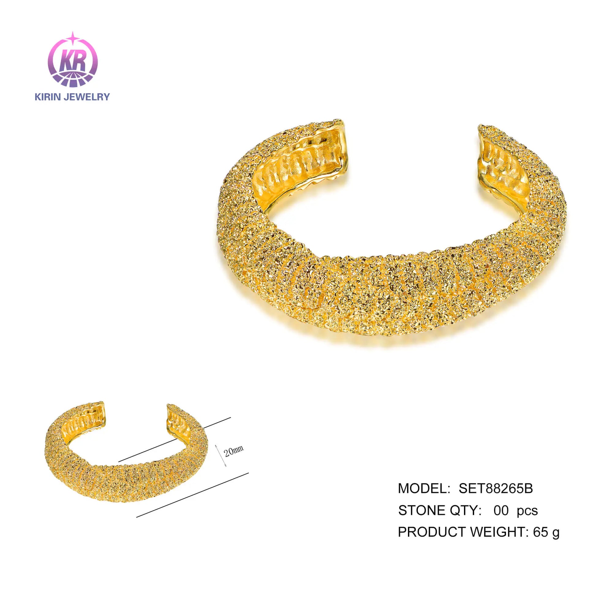 Wholesale 925 Silver Gold Plated Thick Open Twisted Torque Bangle for Women