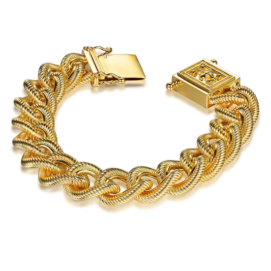 Wholesale 925 Silver Gold Plated Twisted Rope Cuban Curb Chain Bracelet