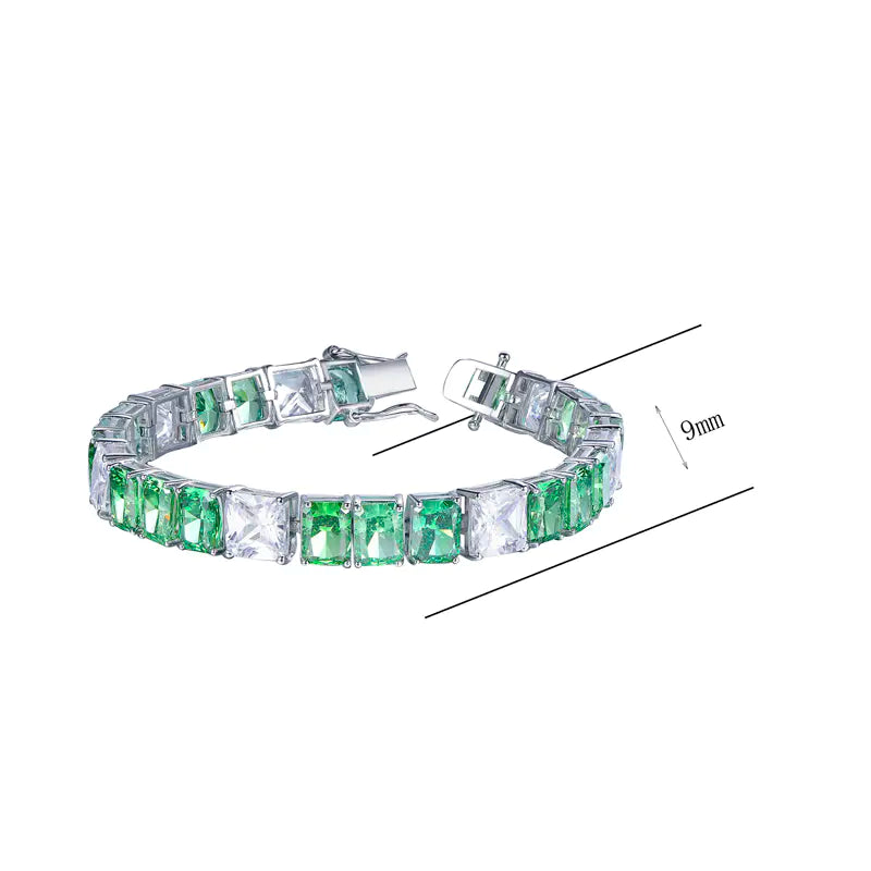 Wholesale 925 Silver Lab Created Emerald Diamond Tennis Bracelet