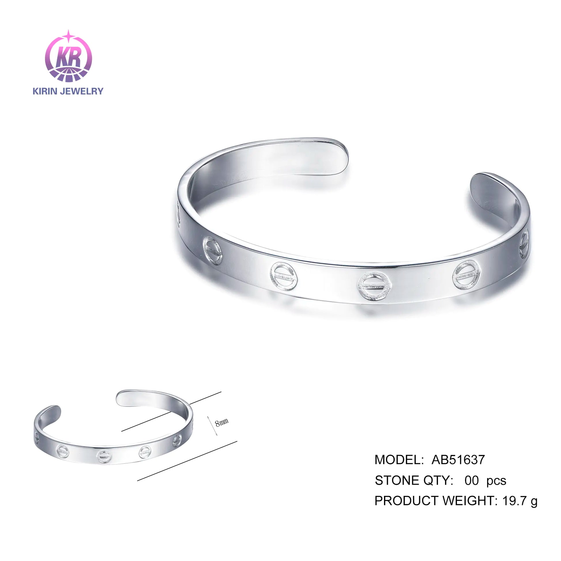 Wholesale 925 Silver Minimalist Statement Open Cuff Bangle for Women