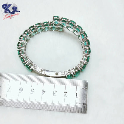 Wholesale 925 Silver Oval Cut Created Sapphire Open Cuff Bangle