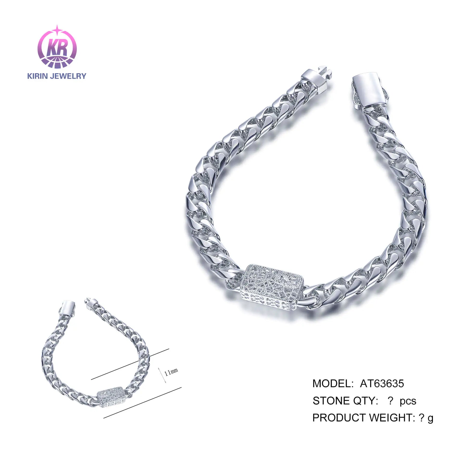 Wholesale 925 Silver Personalized Hollow Accessories Cuban Curb Bracelet for Women