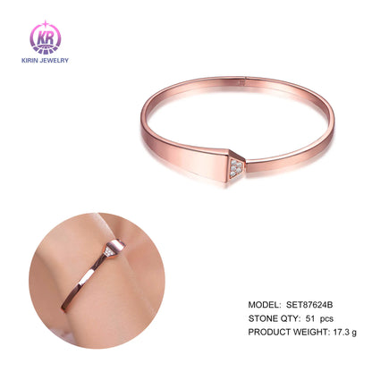 Wholesale 925 Silver Rose Gold Plated CZ Personalized Bangle Bracelet​ for Women