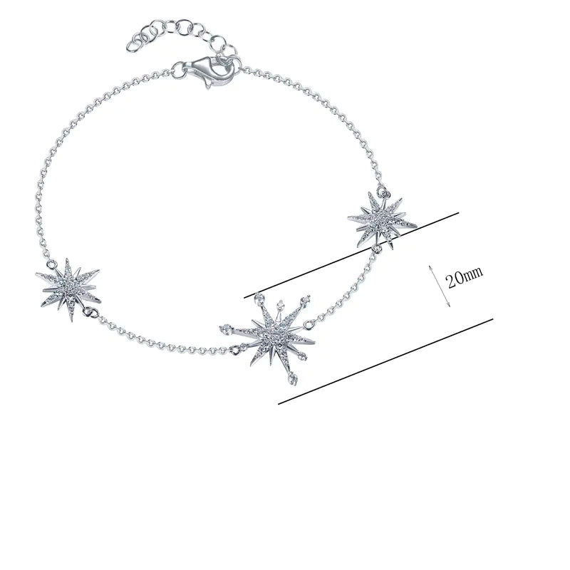 Wholesale 925 Silver Simple Starburst Rolo Chain Bracelet​