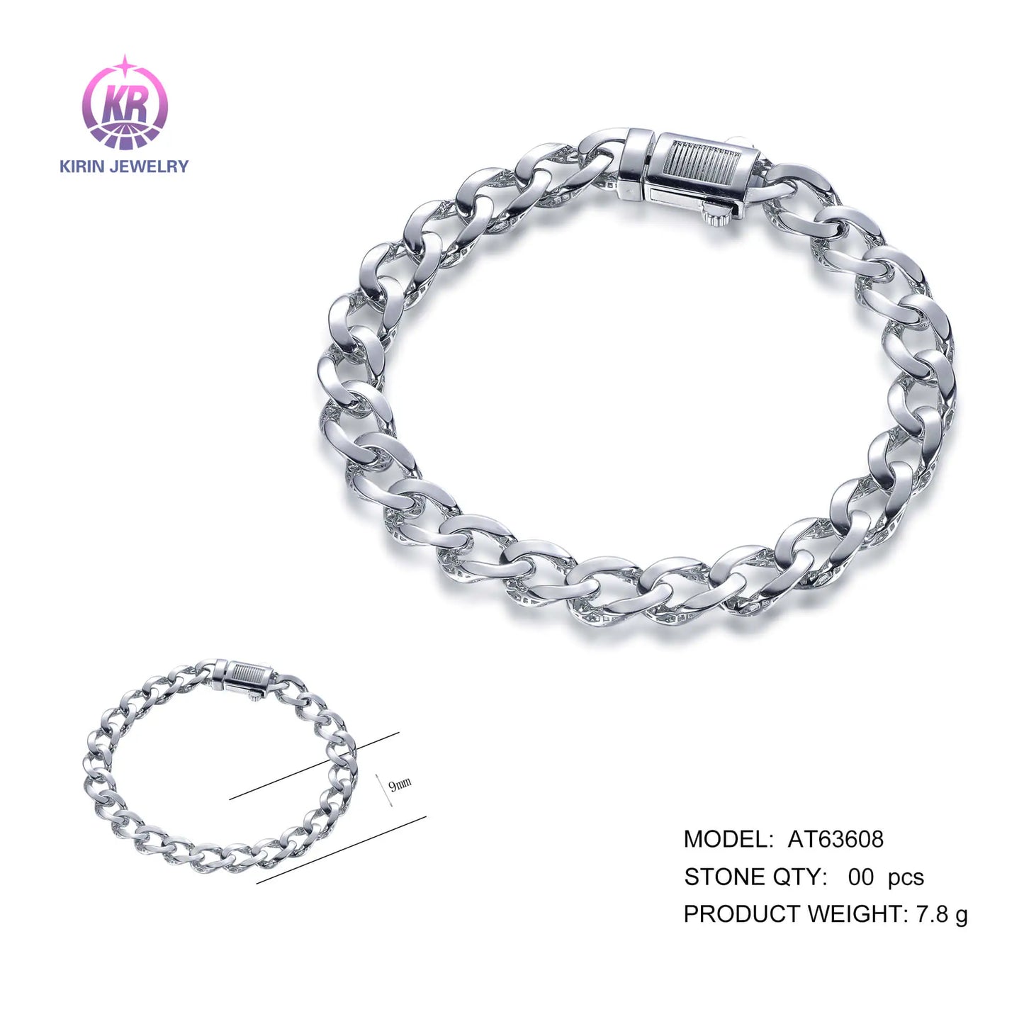 Wholesale 925 Silver Solid Cuban Chain Chunky Curb Bracelet​ for Women