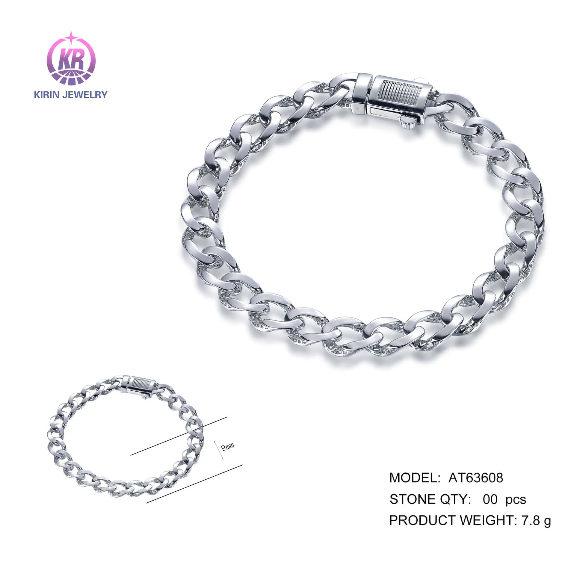 Wholesale 925 Silver Solid Cuban Chain Chunky Curb Bracelet​ for Women