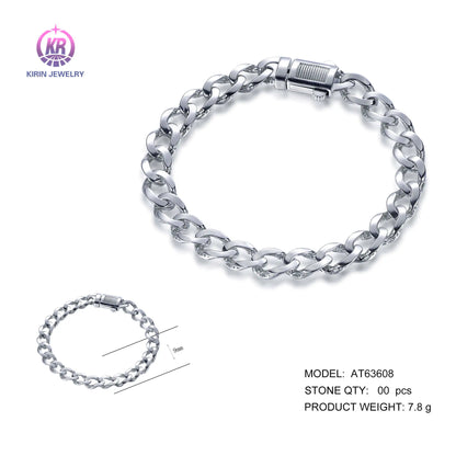 Wholesale 925 Silver Solid Cuban Chain Chunky Curb Bracelet​ for Women