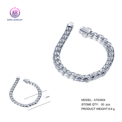 Wholesale 925 Silver Solid High Polished Thick Big Curb Cuban Link Bracelet for Women