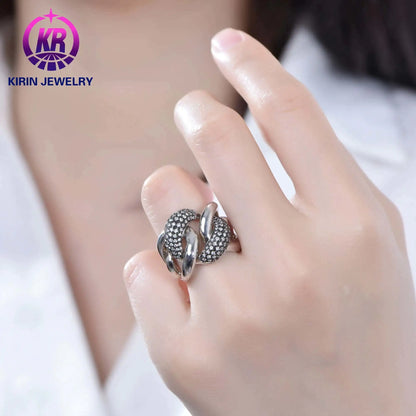 Wholesale Chunky Statement Engagement Double Color Chain Link Ring for Women