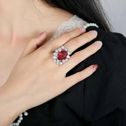 Wholesale Cocktail Style Created Ruby and Diamond Engagement Ring for Women