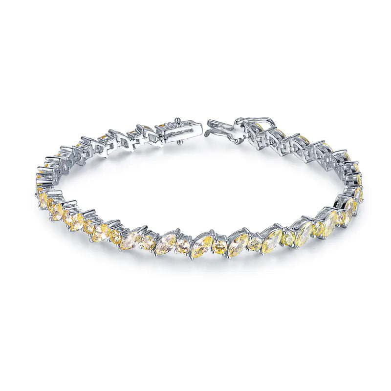 Wholesale Created Citrine Round Marquise Thin Tennis Bracelet​
