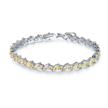 Wholesale Created Citrine Round Marquise Thin Tennis Bracelet​