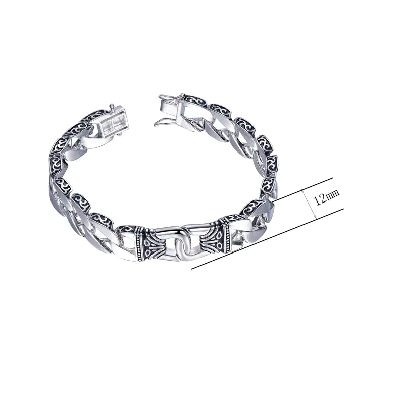 Wholesale Engraved Details Design Vintage Curb Chain Bracelet