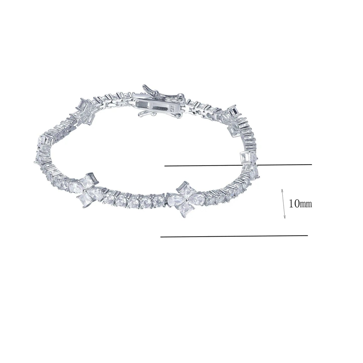 Wholesale Flower Mix Single Row Lab Created Diamond Line Bracelet
