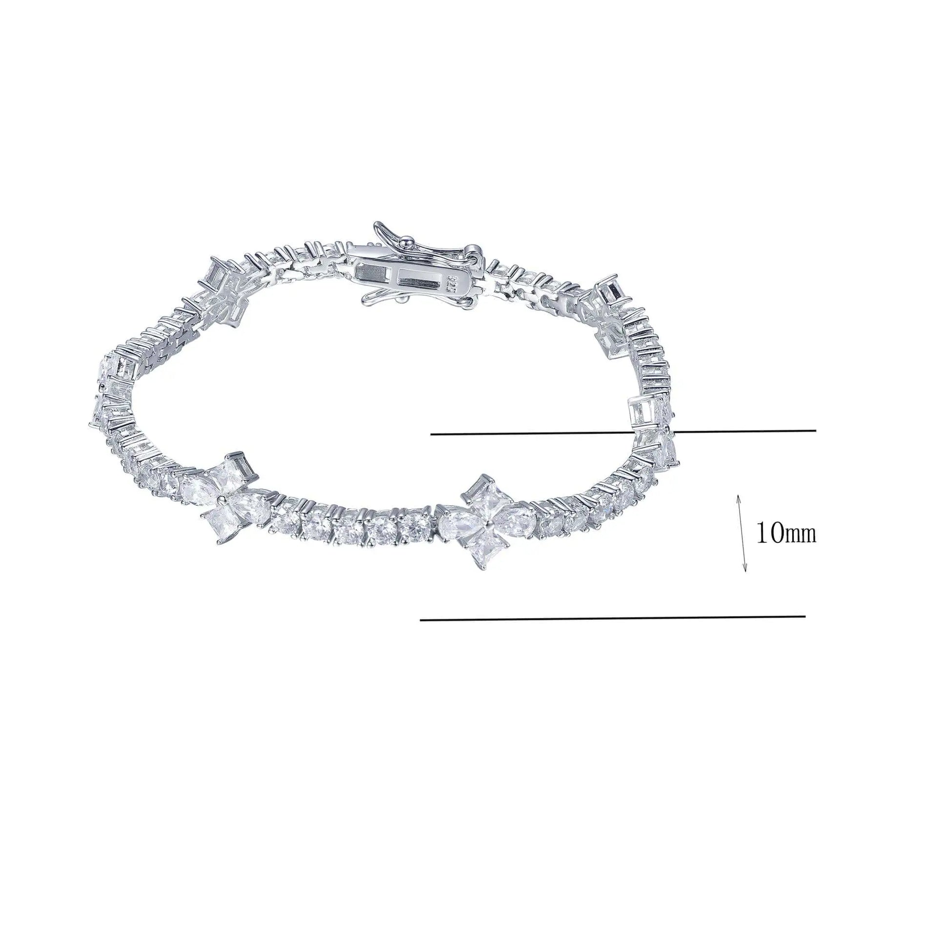 Wholesale Flower Mix Single Row Lab Created Diamond Line Bracelet