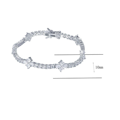 Wholesale Flower Mix Single Row Lab Created Diamond Line Bracelet