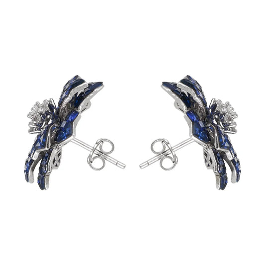 Wholesale Flower earrings Invisible Cushion Clip fine jewelry earrings Custom 925 Sterling Silver Flower stud Earring fashion jewelry ladies 925 silver earrings Kirin Jewelry