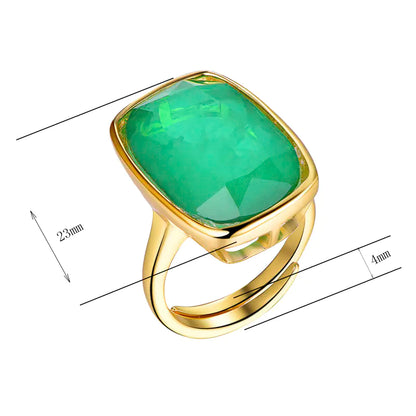 Wholesale Gold Glass Cushion Cut Lab Created Emerald Solitaire Rings