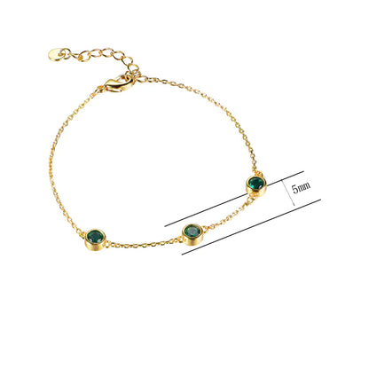 Wholesale Gold Plated 3-Stone Created Emerald Green Bracelet