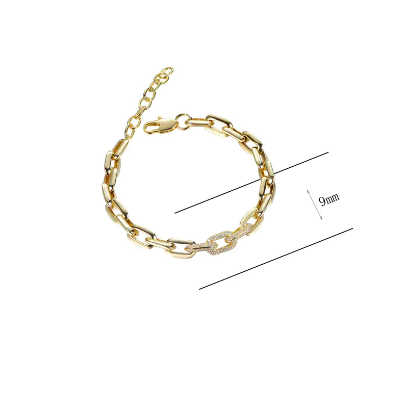 Wholesale Gold Plated Adjustable Chunky Paperclip Bracelet