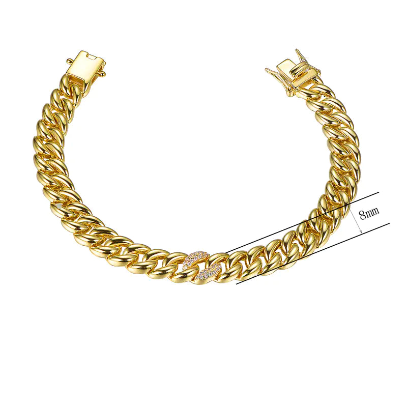 Wholesale Gold Plated Box Lock Curb Design Cuban Chain Bracelet