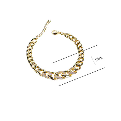 Wholesale Gold Plated CZ Adjustable Figaro Chain Bracelet
