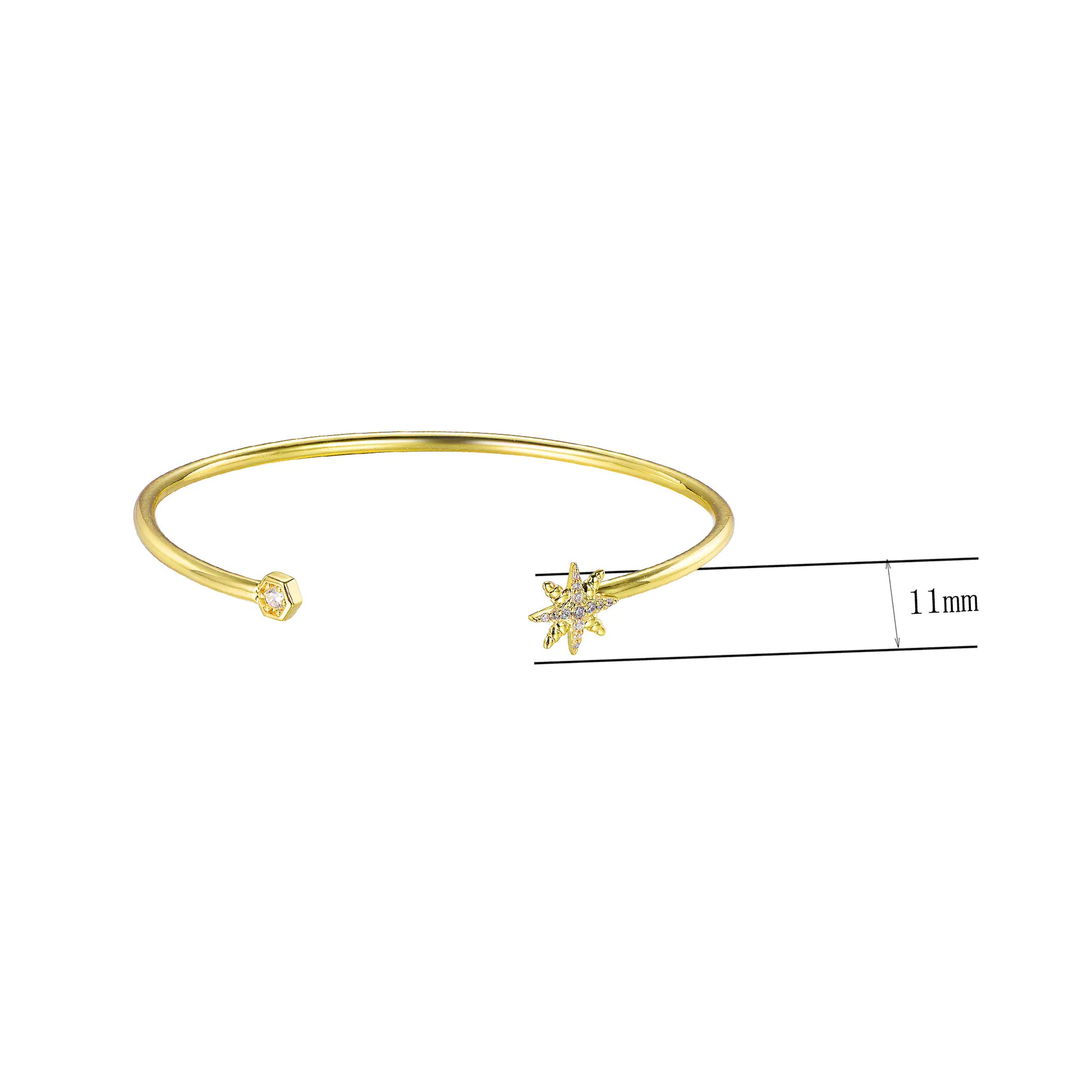 Wholesale Gold Plated CZ Adjustable Open Cuff Bangle