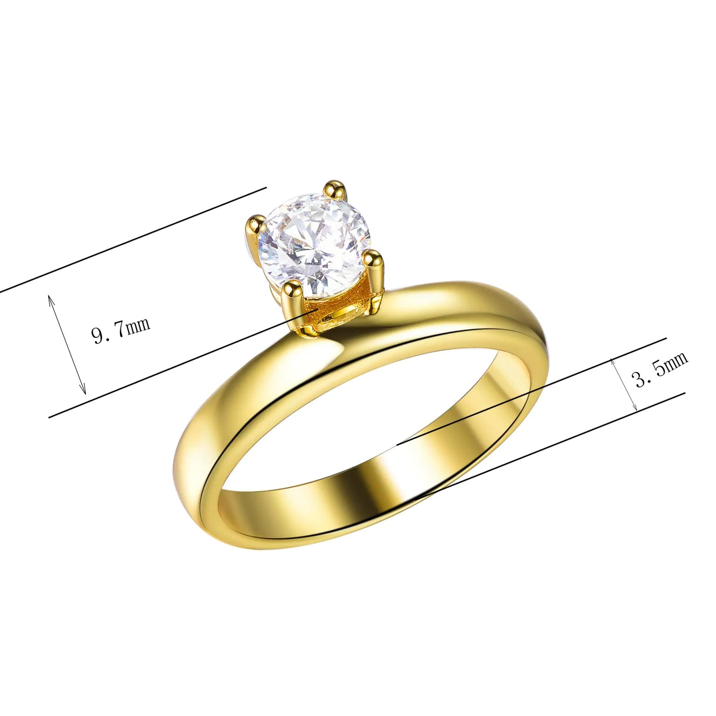 Wholesale Gold Plated CZ Asymmetrical Round Solitaire Ring