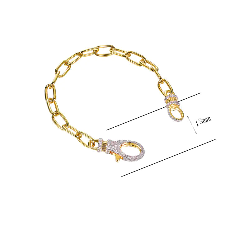 Wholesale Gold Plated CZ Carabiner Paperclip Link Bracelet​