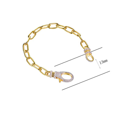 Wholesale Gold Plated CZ Carabiner Paperclip Link Bracelet​