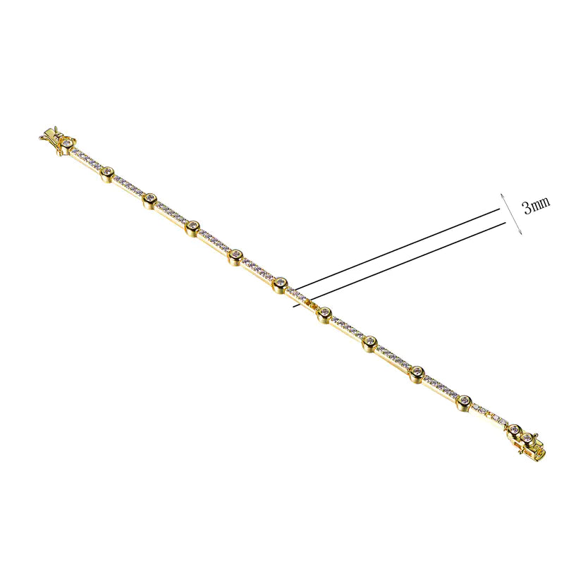 Wholesale Gold Plated CZ Chain Line Bezel Set Bracelet