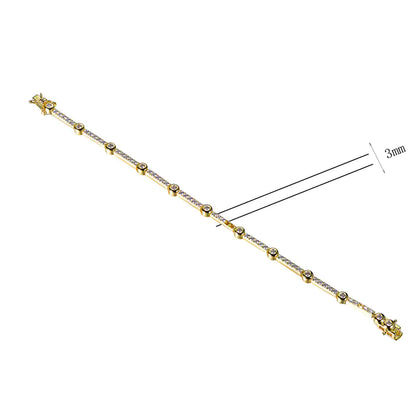 Wholesale Gold Plated CZ Chain Line Bezel Set Bracelet