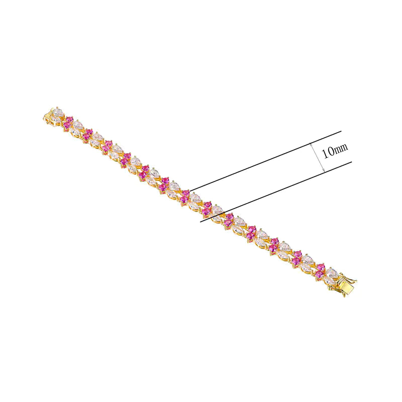 Wholesale Gold Plated CZ & Corundum 2 Row Tennis Bracelet