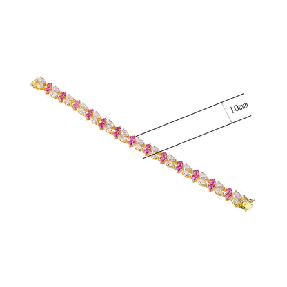 Wholesale Gold Plated CZ & Corundum 2 Row Tennis Bracelet