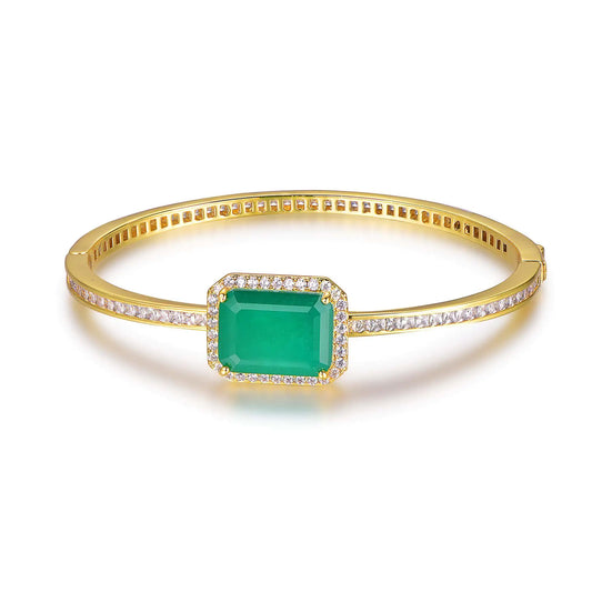 Wholesale Silver Gold Plated CZ Lab Created Emerald Diamond Bangles