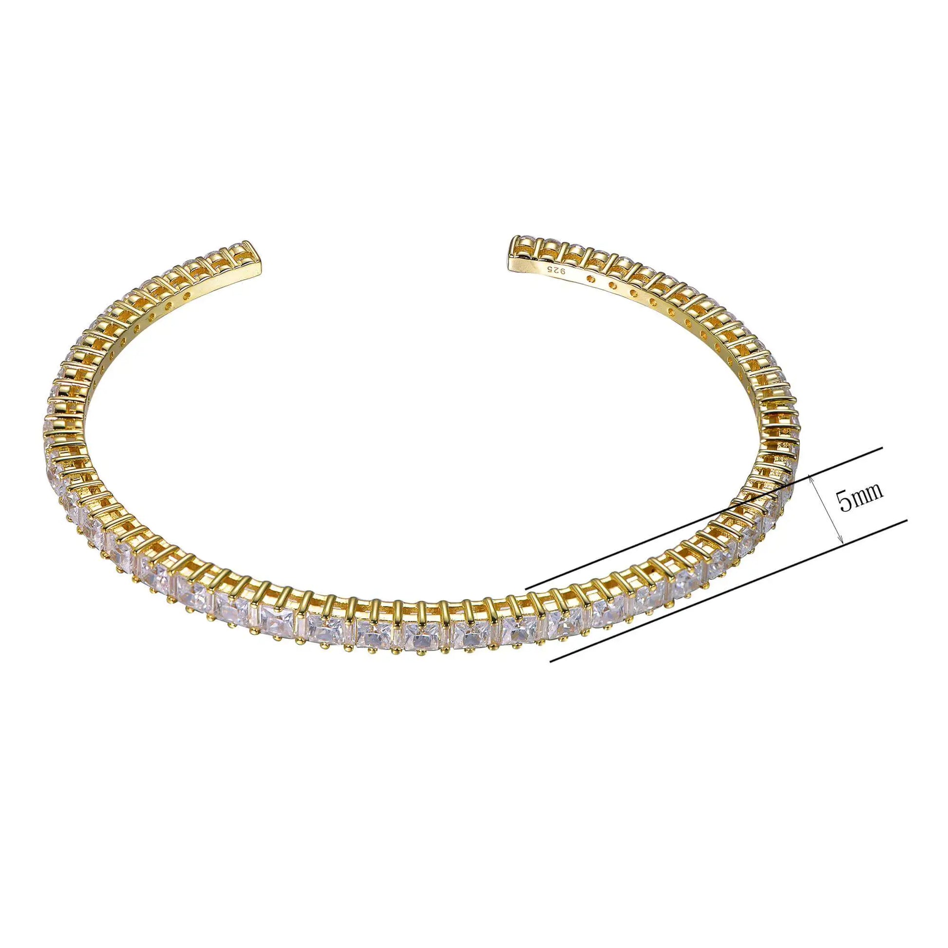 Wholesale Gold Plated CZ Open Flexible Tennis Bangle