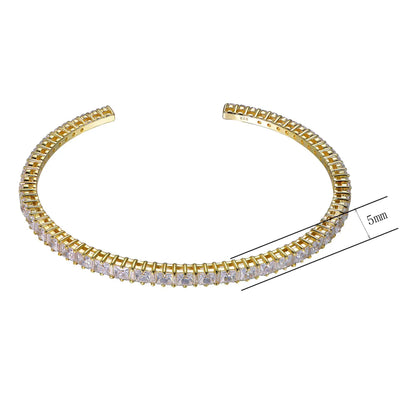 Wholesale Gold Plated CZ Open Flexible Tennis Bangle