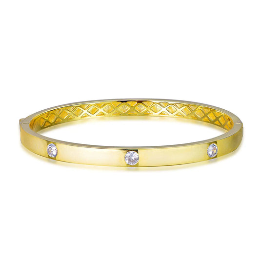 Wholesale Gold Plated CZ Round Lab Grown Diamonds Bangles