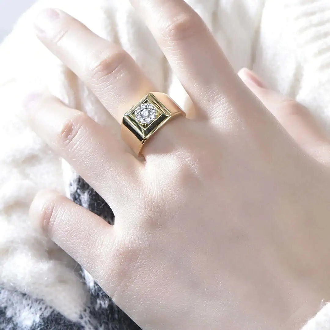 Wholesale Gold Plated CZ Wide Band Diamond Engagement Rings for Women