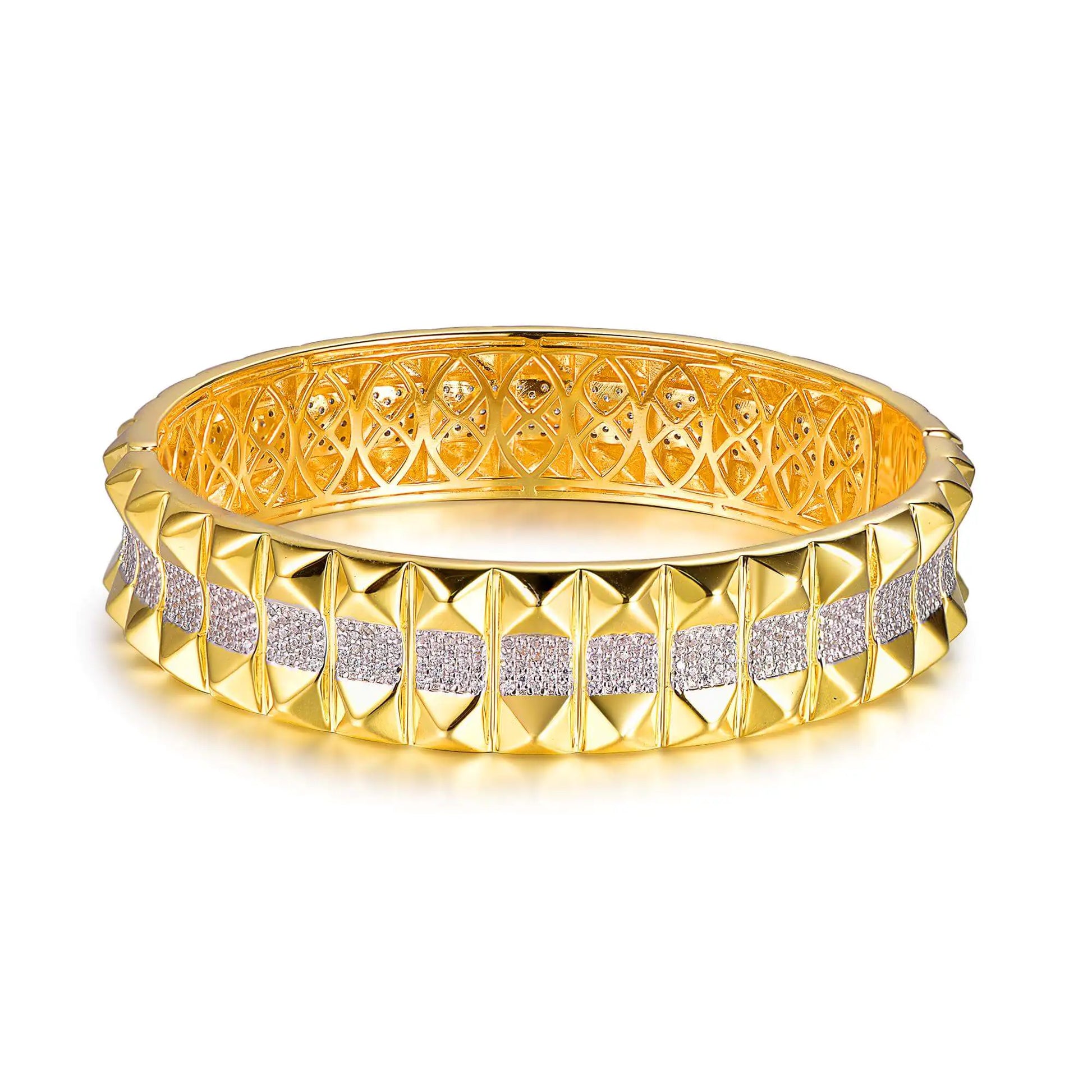 Wholesale Gold Plated CZ Wide Personalized Bangle Bracelet​