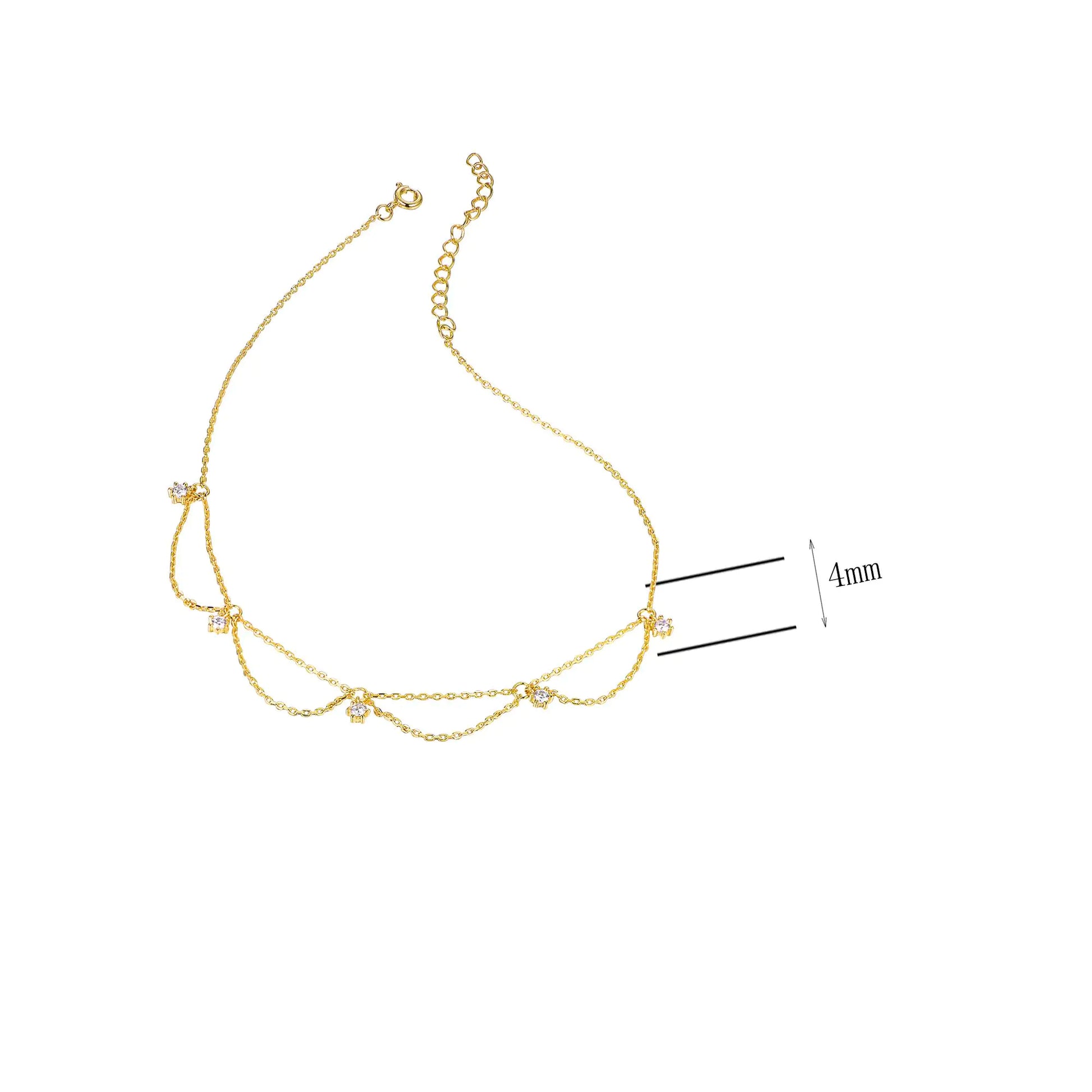 Wholesale Gold Plated Cubic Zircon Adjustable Layered Charm Bracelet