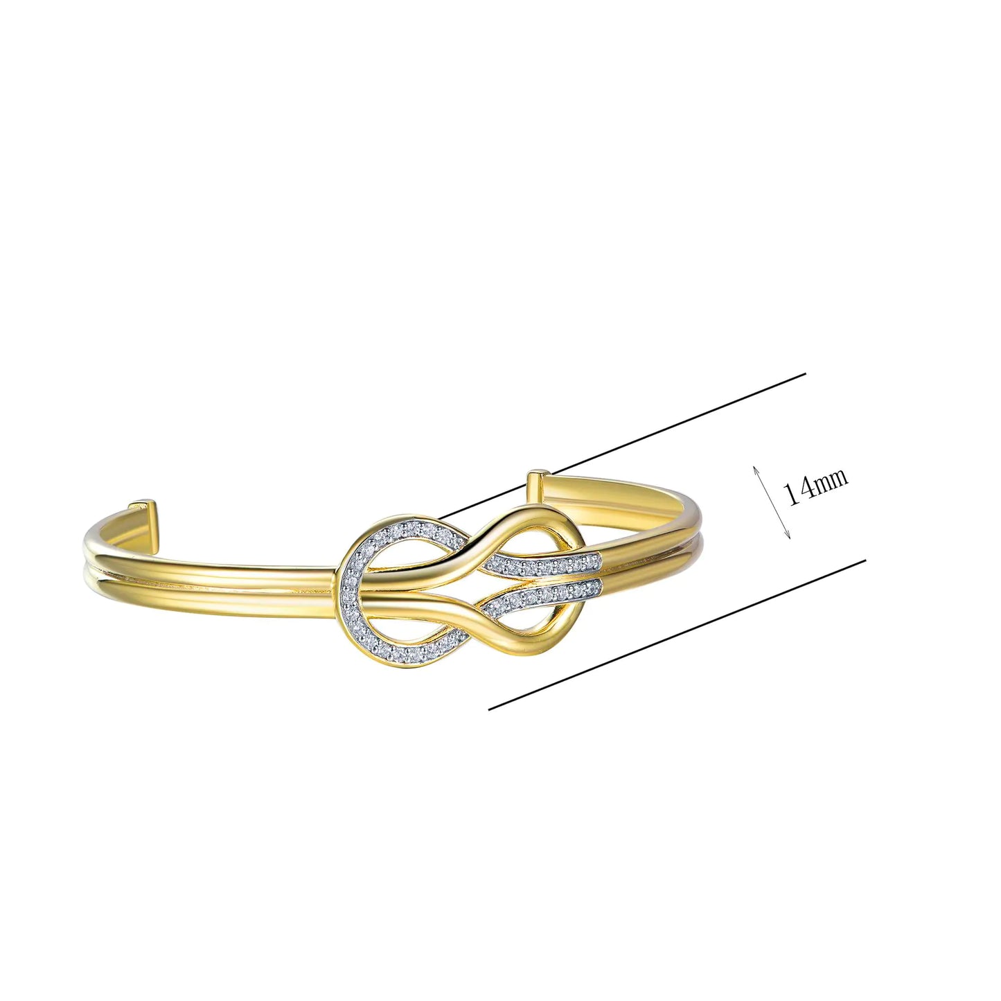 Wholesale Gold Plated Cubic Zircon Cuff Double Knot Bangle