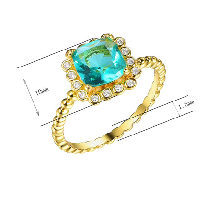 Wholesale Gold Plated Cushion Halo Lab Grown Sapphire Engagement Rings