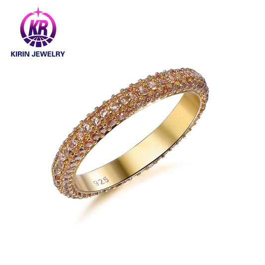 Wholesale Gold Plated Dark Champagne CZ Eternity Minimalist Engagement Rings